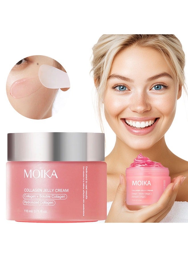 Collagen Jelly Cream- (Collagen+Soluble Collagen, Hydrolyzed Collagen), Boosts skin's barrier hydration and gives 24h Glow & Lifted Look 110 ml