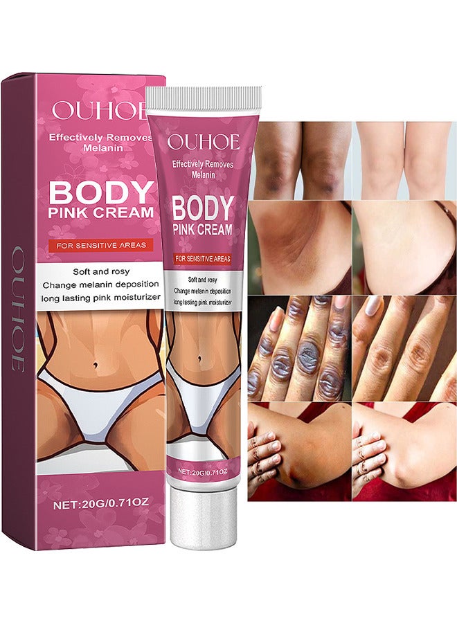 Body Pink Cream, Snow Bleach Cream For Private Part Underarm Whitening, Dark Skin Bleaching Cream For Dark Spots, Face And Body Skin Lightening Bleaching Cream For Intimate Areas Brightening, 20G