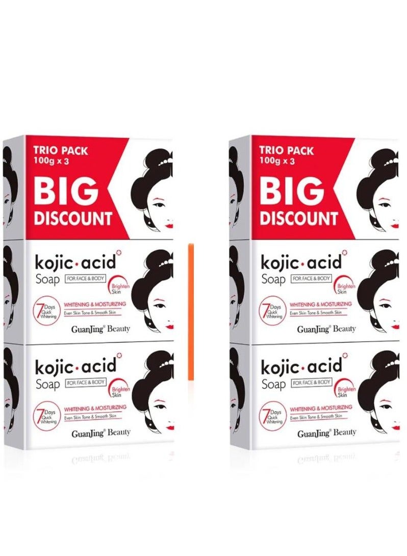 Kojic acid Soap Use to Whitening Moisturizing Face and Body Even Skin Tone 7 Days Quick Whitening Kojic Acid Soap 100 *3 g 2 Pcs