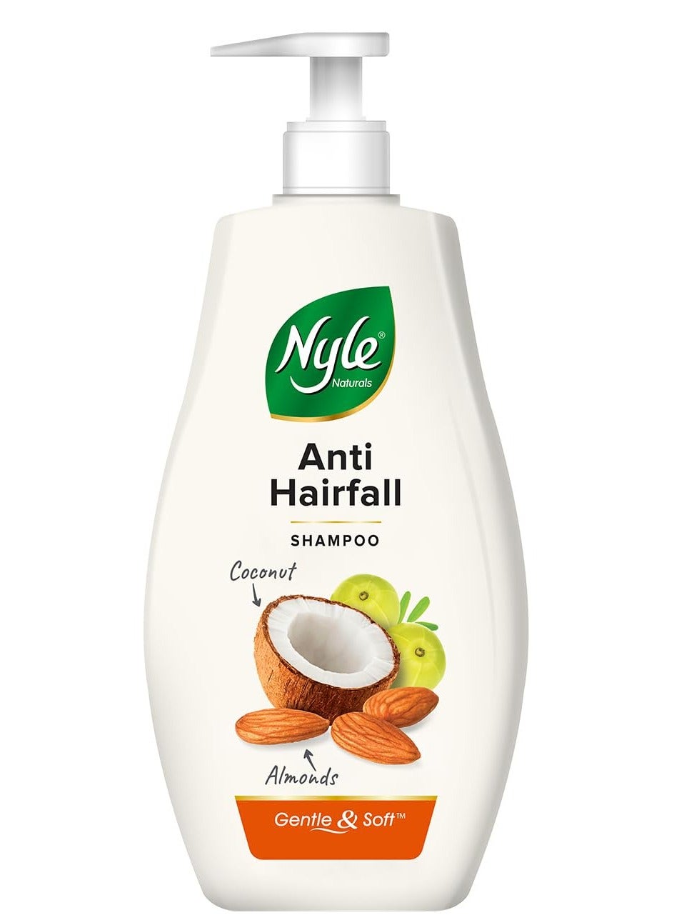 Nyle Naturals Anti Hairfall Shampoo With Coconut Milk Badam and Amla Gentle Soft Shampoo pH Balanced and Paraben Free For Men and Women  800ml