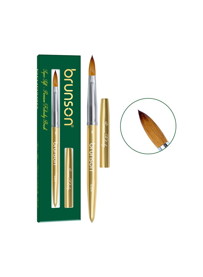 Acrylic Nail Brush 1pc Pure Sable Hair Professional Nail Art Painting Brush for Manicure Pedicure Kolinsky Brush for Acrylic Application Nail Extensions and 3D Nail Carving Size 8
