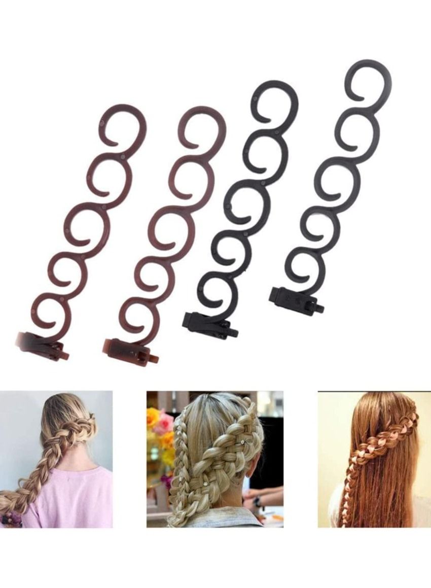 4 PCS Women Braid Plaiting Twist Braider Roller Hook Bun Maker Hair Styling Tool DIY Hair Accessories