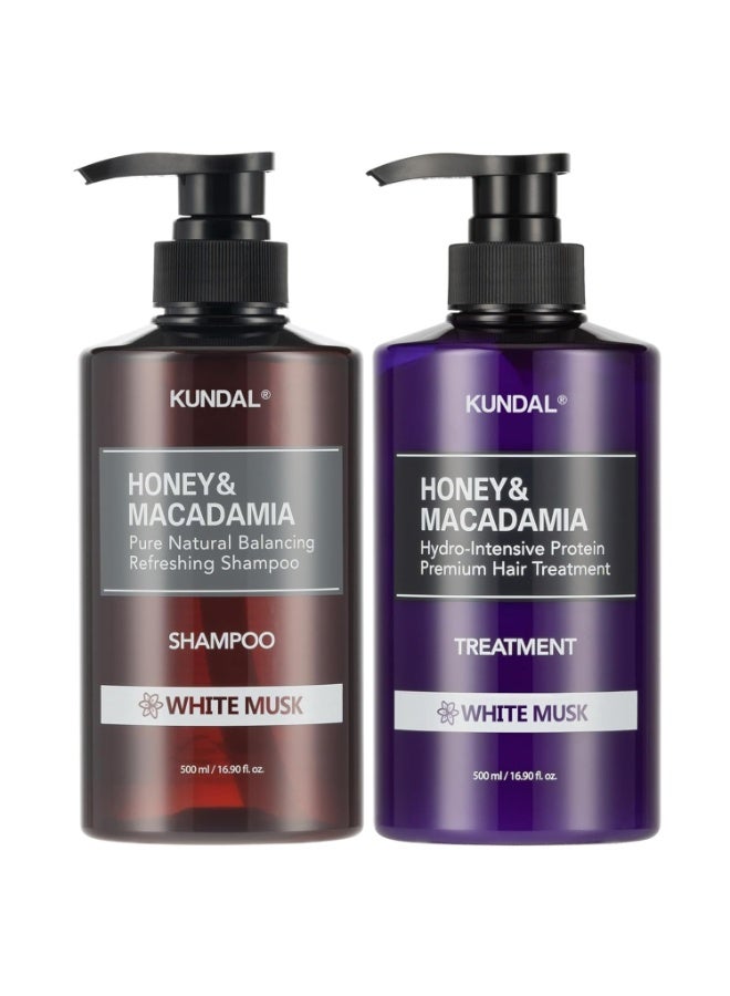 KUNDAL Korean Shampoo and Conditioner Set [White Musk] Salon-quality, Long Lasting Scent, Moisturizing, Sulfate-Free, Argan & Macadamia Oil, Korean Hair care,16.9 fl oz each, Stocking Stuffers