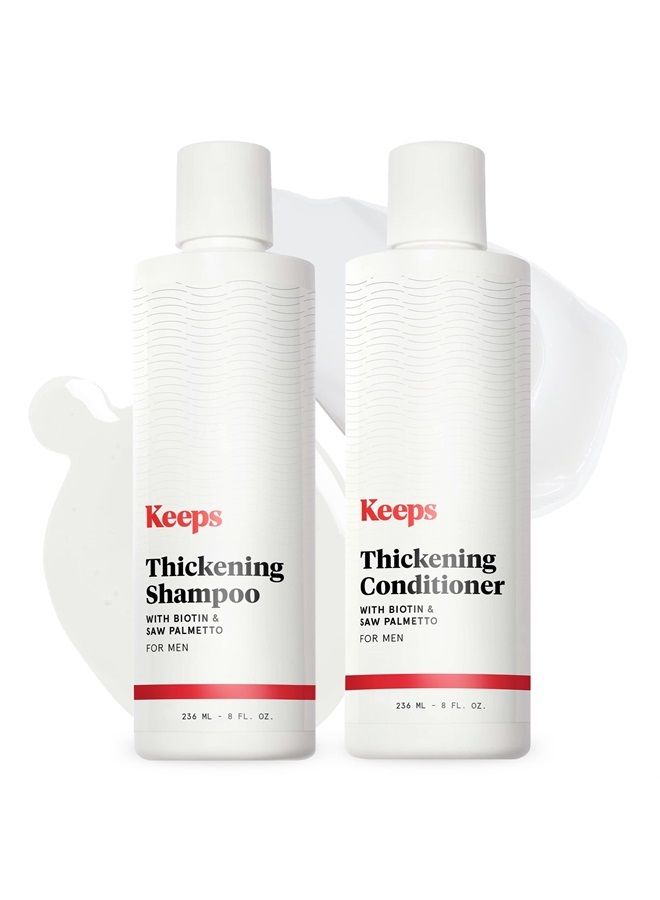 Hair Thickening Shampoo & Conditioner Set - Treatment for Thinning Hair and Hair Loss - Regrowth for Fuller, Thicker Looking Hair - Infused with Biotin, Caffeine, & Saw Palmetto