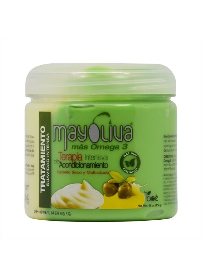 Mayoliva Omega 3 Intensive Conditioning Therapy for Dry and Damaged Hair - 16 Oz, 16 Ounces
