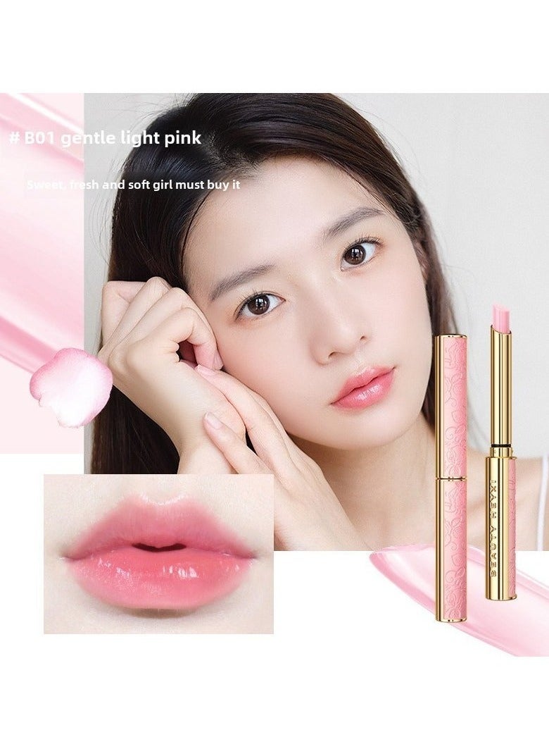 Rose Velvet Lipstick, Long-Lasting, Non-Stick, Waterproof Formula, Elegant Patterned Leather Design With Golden Accents, Smooth Application For Confident Look, With Plant Squalane D01