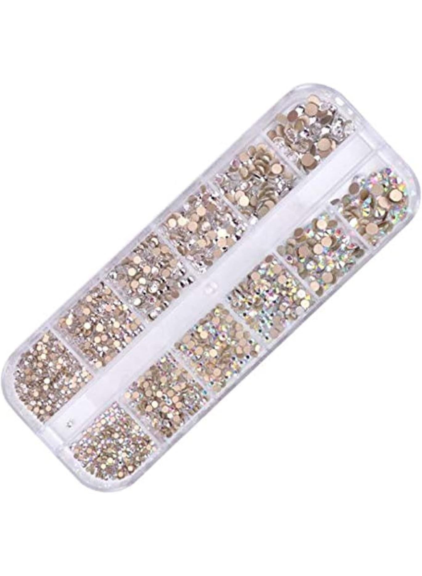 ORiTi 2 Colors Crystals AB Nail Art Rhinestones Round Beads Top Grade Flatback Glass Charms Gems for Nails Decoration
