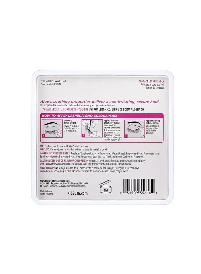 Clear Strip Lash Adhesive With Aloe, Waterproof, Formaldehyde and Latex Free, Odor Free, Cruelty Free, Super Strong Hold Eyelash Glue with Brush Applicator, 0.17 Oz