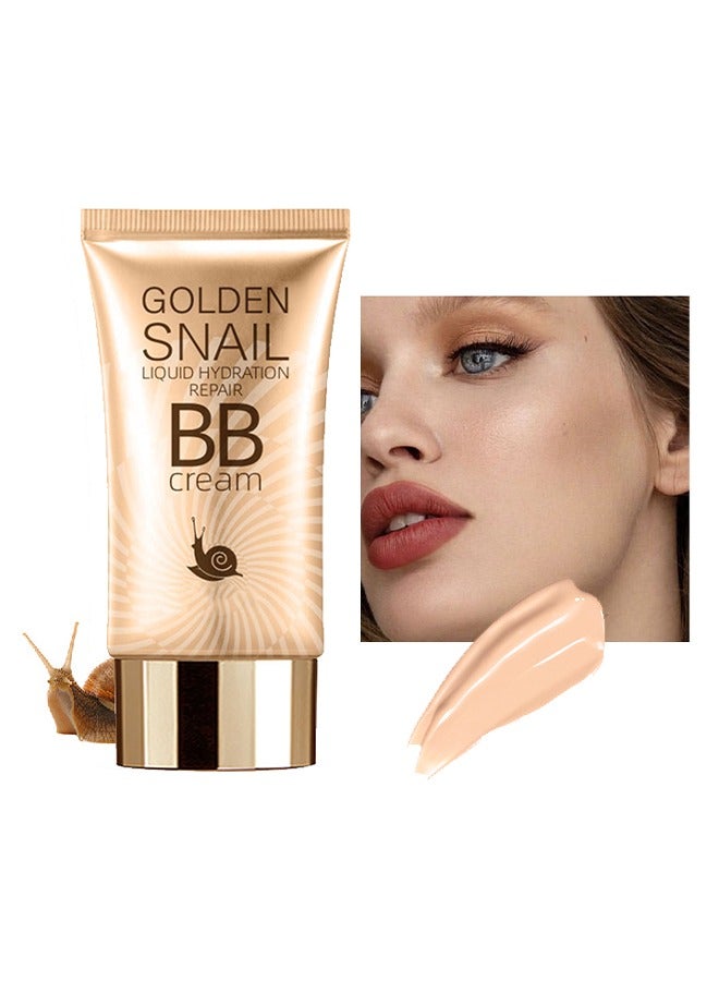 Golden Snail Liquid Hydration Repair BB Cream-Natural Snail BB Cream 50ml, Full Coverage BB Cream  Long Lasting Waterproof Oil Control Concealer Foundation Cream Natural Foundation Makeup for Women#02