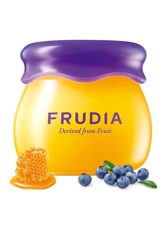 WELCOS FRUDIA Honey Lip Balm – Blueberry | Lip Exfoliating, Moisturizing & Volumizing Dewy Tinted Lip Balm | Organic Lip Balm for Dry & Chapped Lips w/Jeju Blueberry and Honey Extracts (10 ml/0.33 oz)