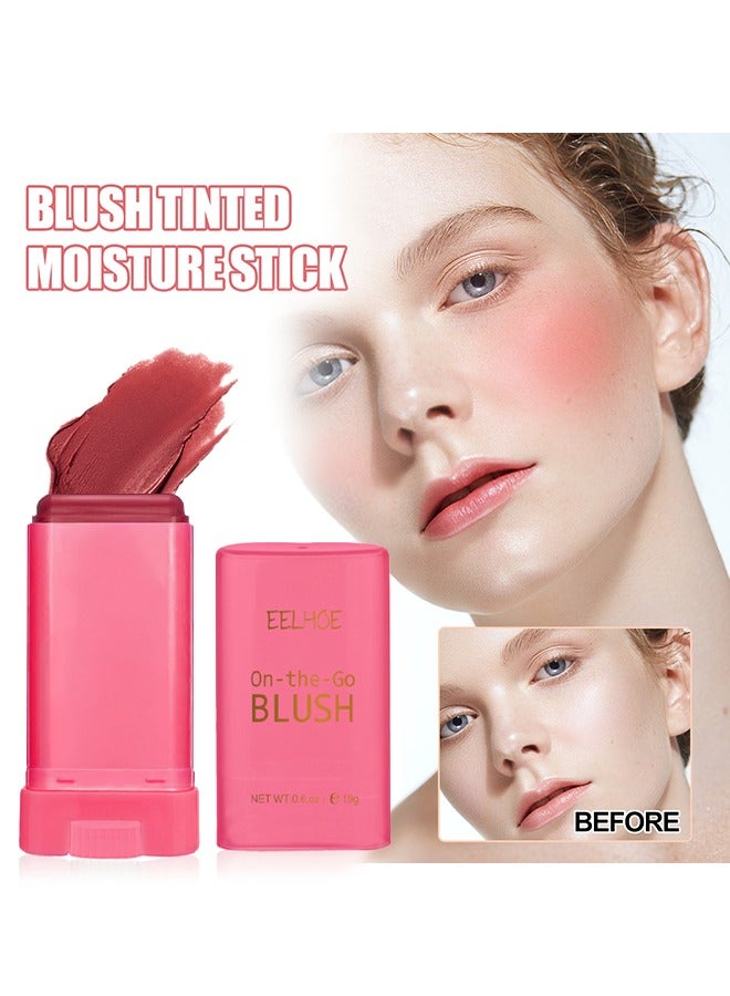 On-the-Go Blush, Multi-Use Blush Stick Moisturizer Stick Shadow Lips Eyes Cheek Waterproof Red Blusher Makeup Creamy (Red)