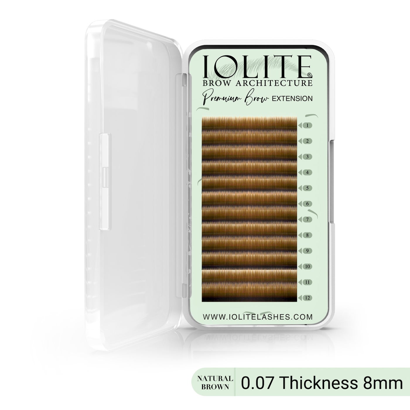 Premium Eyebrow Extension  Brow-I ; False Eyebrows in Tray -Brow Extension 0.07T Thickness ; Length - 8mm, 9mm, Mix - Natural Brown - 8mm