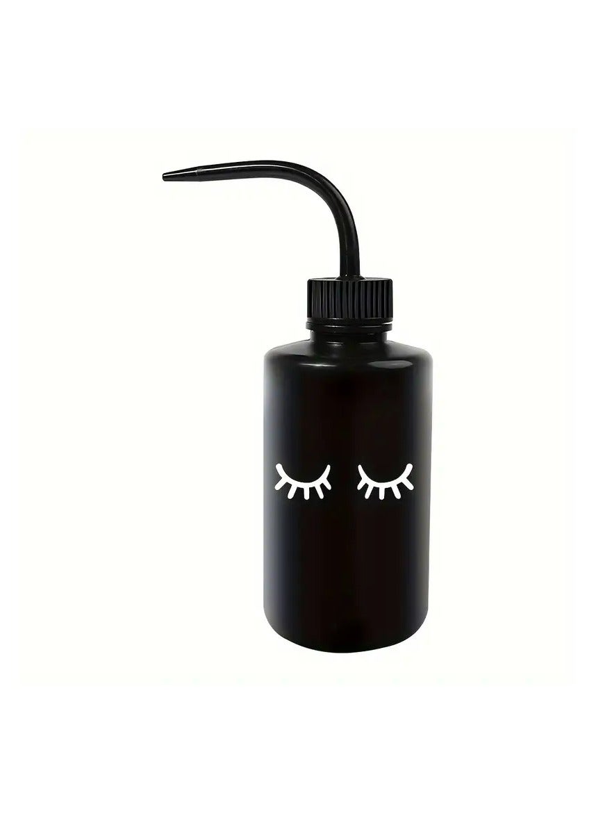 1pc ProClean Eyelash Extension Cleansing Bottle, Curved Nozzle Leak-Proof Container for Lash Grafting, Makeup Tools, Salon Use - Unscented, Power-Free, Battery-Free(black)