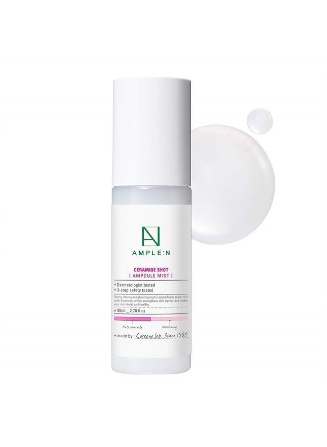 AMPLE:N Ceramide Shot Ampoule Mist - Hydrating Face Spray to Strengthen Skin Barrier – Moisturizing and Skin Repairing Face Ampoule Mist to Restore Vitality, 2.7 fl.oz.