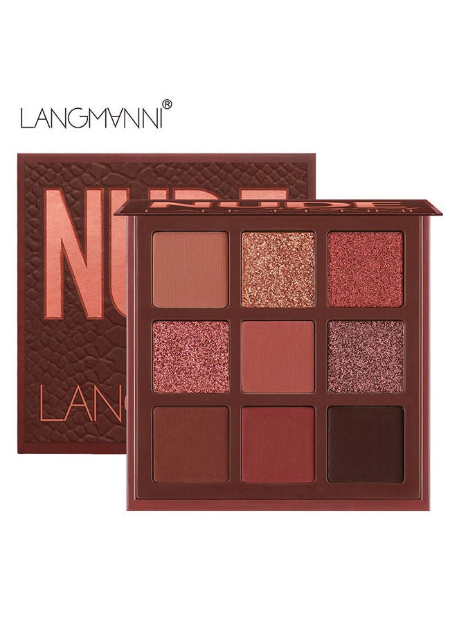 9 Shades Of Eye Shadow Palettes Makeup Eye Shadow Palettes Pink Eye Shadow Wine Red Eye Shadow Waterproof Long Lasting Natural Mixing Pigment Makeup