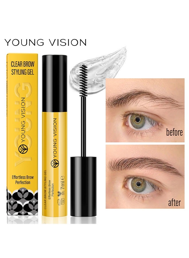 Clear Brow Styling Gel,Eyebrow Gel Makeup, Long-Lasting Charming Brow Glue, Waterproof Clear Brow Gel, Smudge-Resistant, Quick-Dry Brow Wax For Defined Natural Looking Eyebrows 7ml