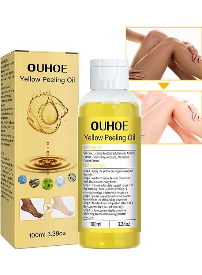 100ml Super Strength Yellow Peeling Oil Exfoliating Dark Skin for Body, Extra Strength Whitening Yellow Peeling Oil, Improve Skin Dullness And Roughness，Remove To Acne And Blackspots