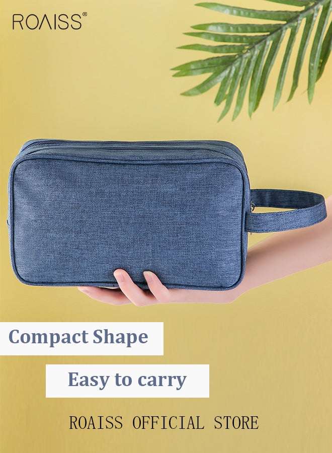 Double Layer Toiletry Bag Side Handle Clutch Men 600D Nylon Toiletry Bag Bathroom Shaving Organizer for Men Toiletries Traveling Men's Personalized Toiletry Kit Travel Bag