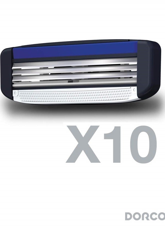 Dorco Pace 3 - Three Razor Blade Shaving System- Value Pack (10 Cartridges + 1 Handle)