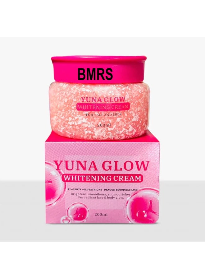 Yuna Glow Whitening Cream for Face and Body 200ml Enriched with Glutathione and Placenta for Daily Skin Brightening Moisturizing and Radiant Glow Care