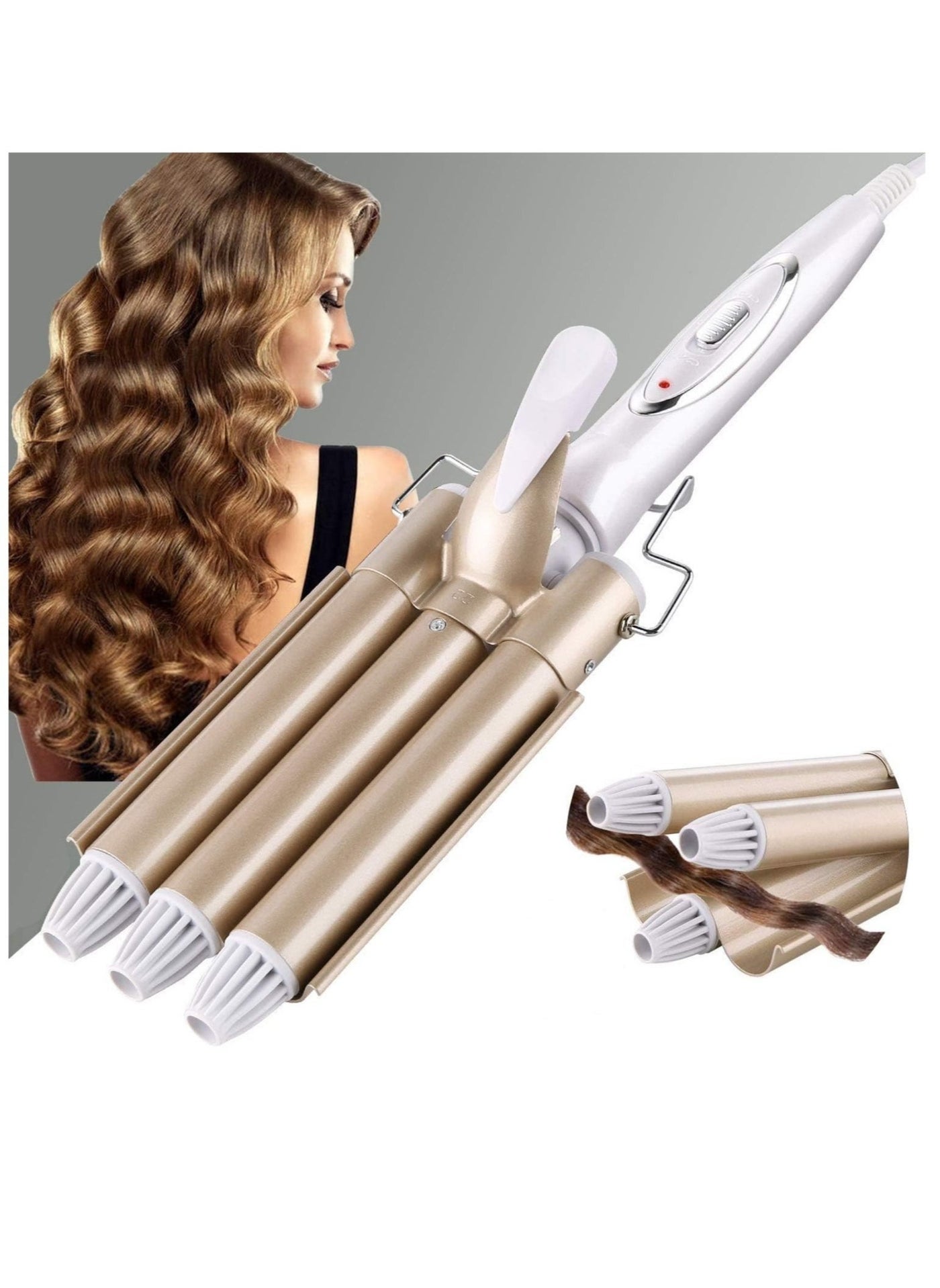 Three Barrel Curling Iron Wand Hair culer hair wave hair iron Ceramic Tourmaline Triple Barrels, Dual Voltage Crimp