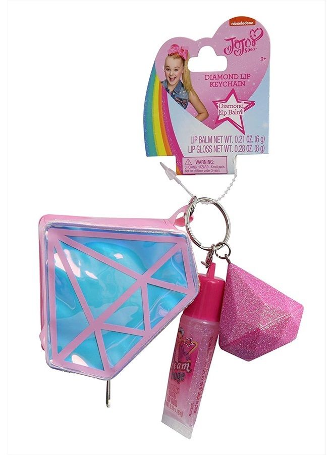 Diamond Lip Keychain Gloss, Balm and Coin Purse, Pink, Blue, One_Size