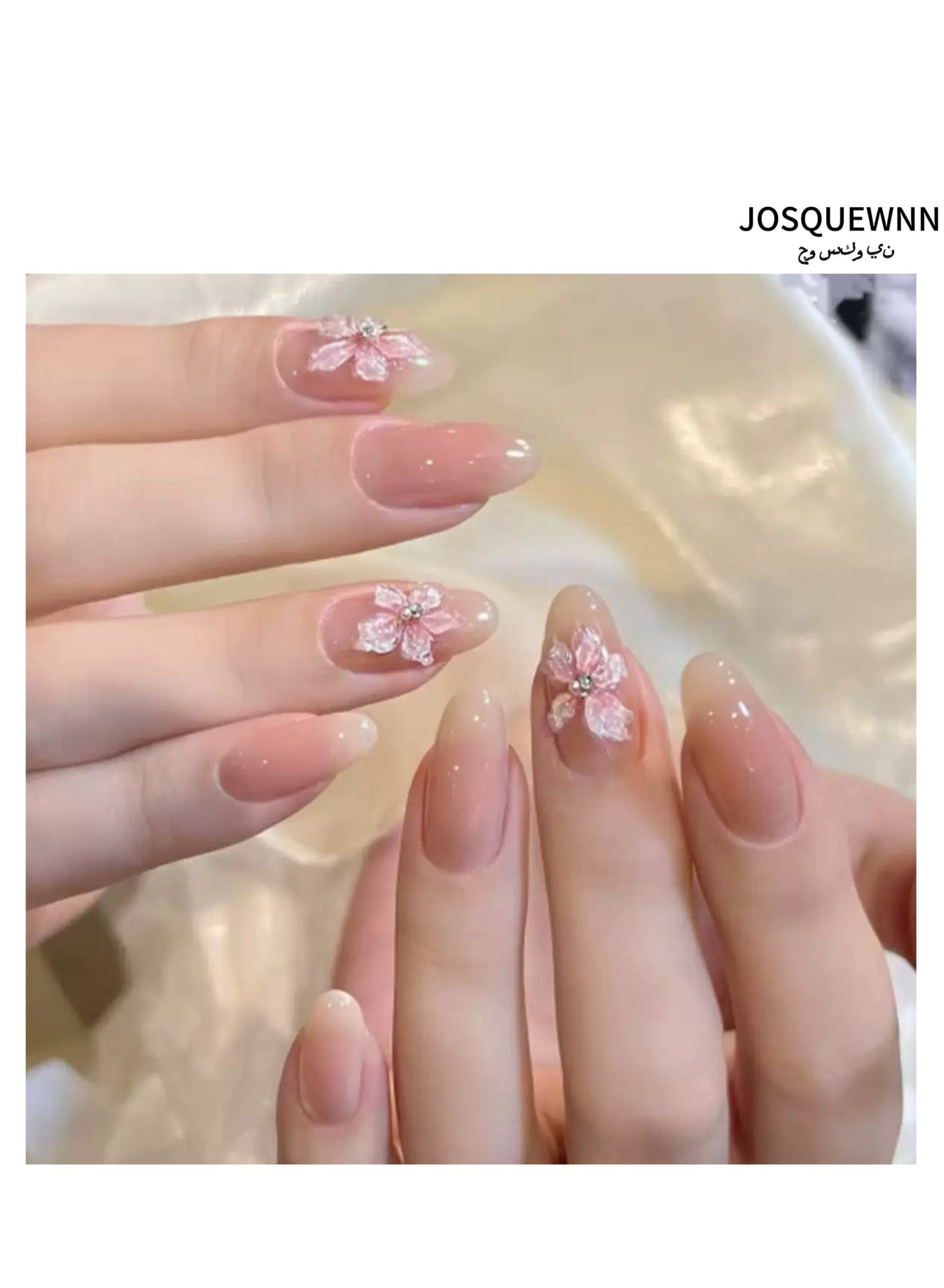 Press On Nails 24pcs, Innocent and 3D Floral Press-On Nails, Short Almond Shape, a Set Of 24 Refreshing Art Pieces, Perfect For Both Everyday Wear. Acrylic Nails With Glue Kit.