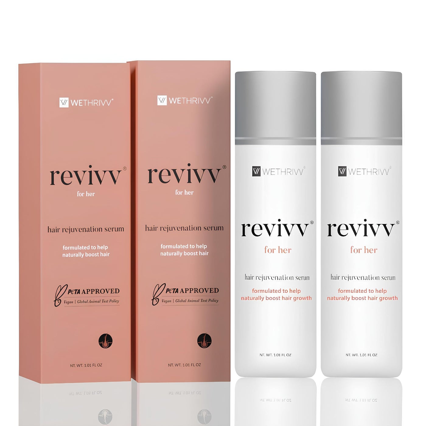 REVIVV Women's Hair Serum 2 Pack | Thicker, Fuller Hair with Our Natural Growth Products | Enhanced Scalp Health and Vitality | Combating Thinning & Packed with Vitamins