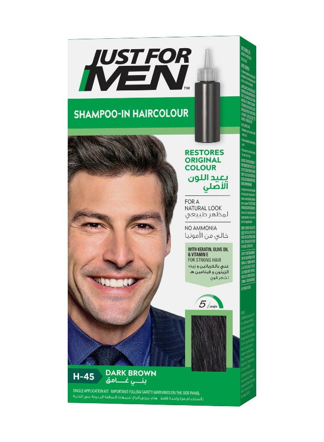 Hair Color For Men – Dark Brown, H-45, Quick-Apply Hair Dye With Biotin, Aloe, And Coconut Oil For Nourished, Natural-Looking Hair