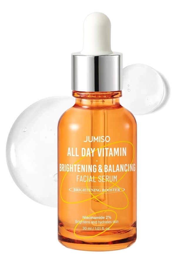 JUMISO All Day Vitamin Brightening Balancing Facial Serum 86.14% Vitamin Tree Extract Vegan 30ml