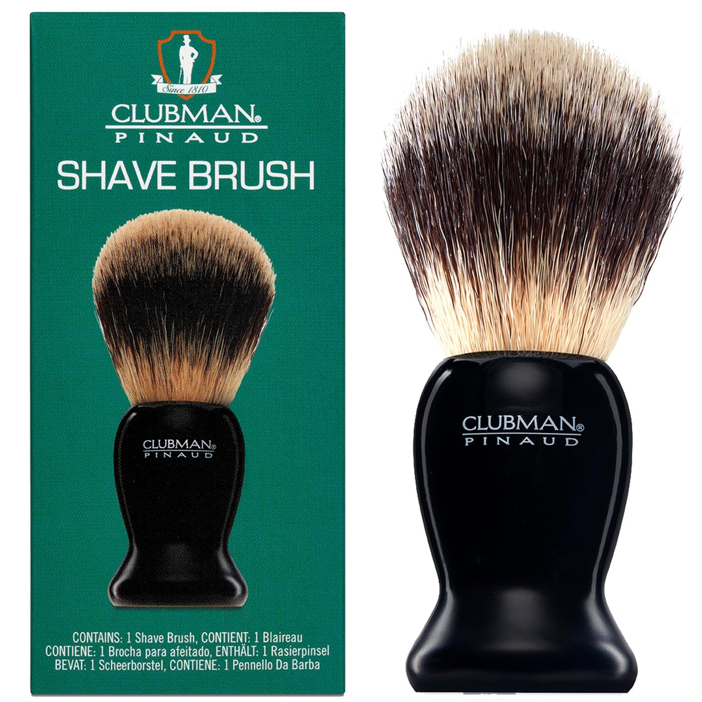 Clubman Pinaud Shave Brush â€“ Classic Shaving Brush for Men, Soft Bristles, Ideal for Lathering Shaving Soap, Black Handle, 1 Pack