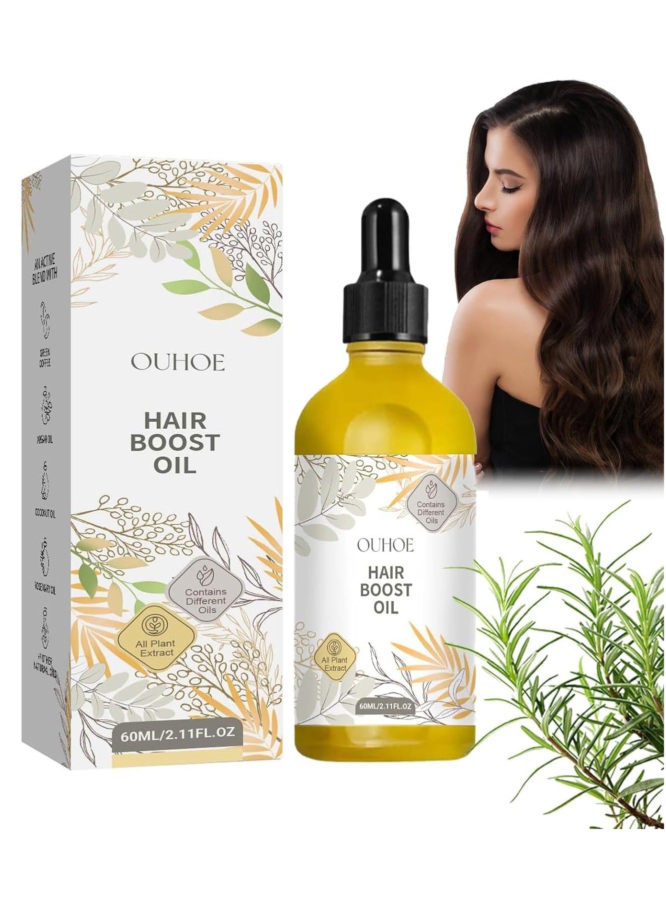 60ml Luxurious Rosemary Hair Oil - Nourishes and Strengthens Hair, Hydrates and Smoothens for Silky Soft Locks, Suitable for Normal Hair Types