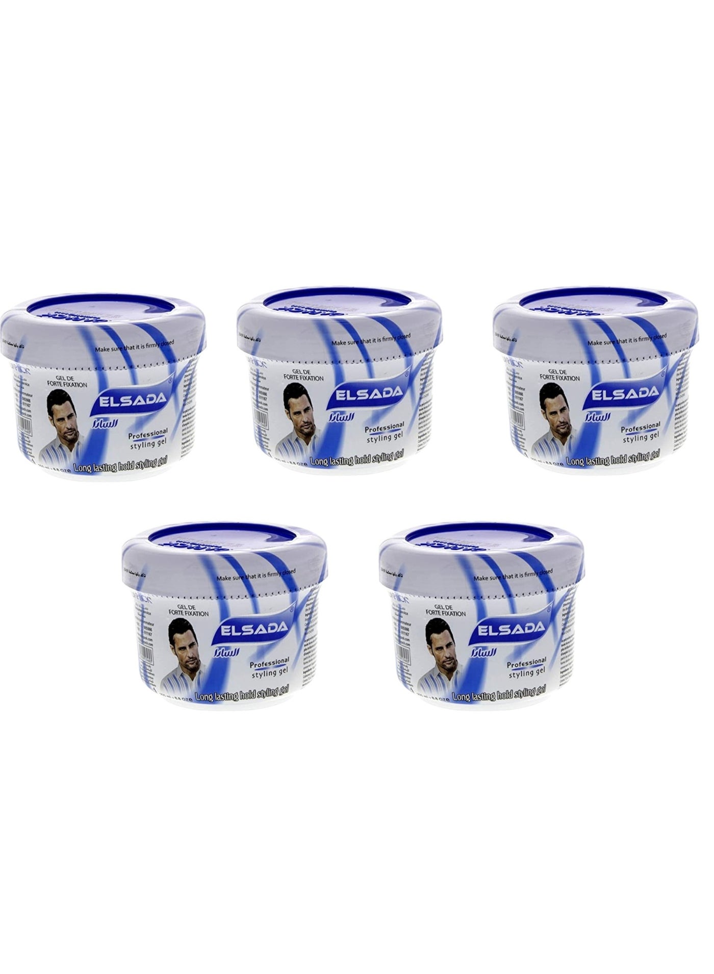 EL SADA Long Lasting Hair Styling Gel 250ml – Blue – Pack of 5 | Strong Hold, Shine & Humidity Control