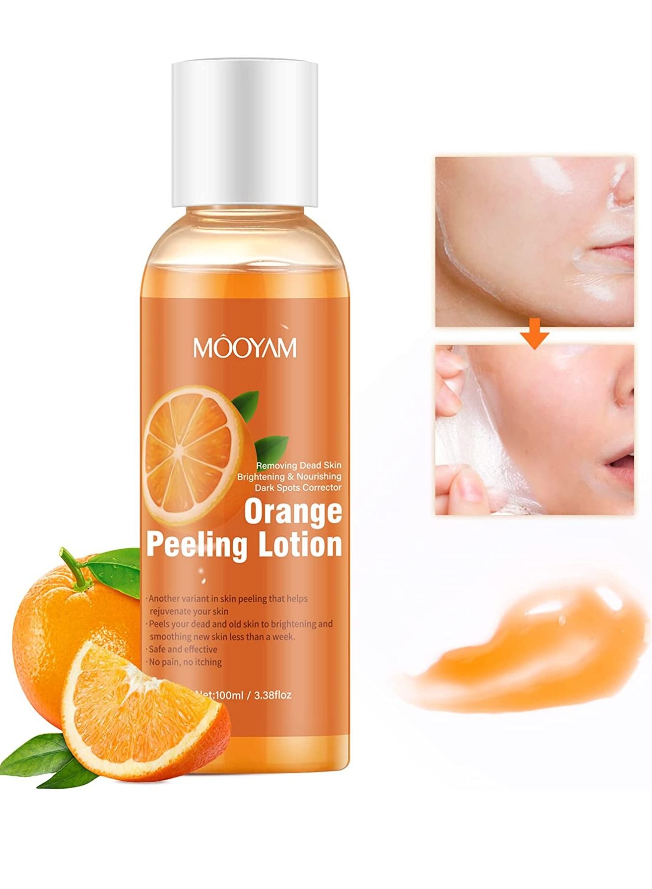 Body Whitening Orange Peeling Lotion 100ml Dead Skin Exfoliating Skin Moisturizing Hydrating Butter Peeling off Wax Remove Dead Skin and Calluses Whitening Skin Lotion for Men & Women