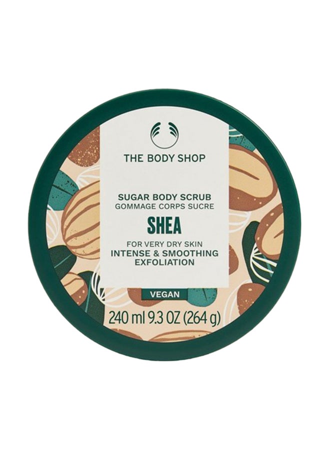 Shea Body Scrub – Intense Sugar Body Exfoliator with Shea Butter | Gently Buffs Away Dead Skin Cells, Nourishes Very Dry Skin, Softens & Smooths | Delicately Nutty Scent, 240ml