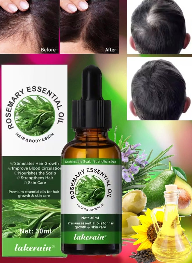 Rosemary Essential Oil Rosemary Oil for Hair Growth Serum 100% Pure Natural and Organic Rosemary Oil for Dry Damaged Hair Growth Scalp Oil Hair Loss Treatment Serum Oil 30ml