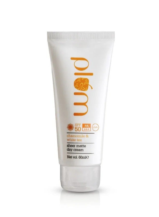 Plum Chamomile & White Tea Sheer Matte Day Cream SPF50 Sun Protection Sun cream 60ml