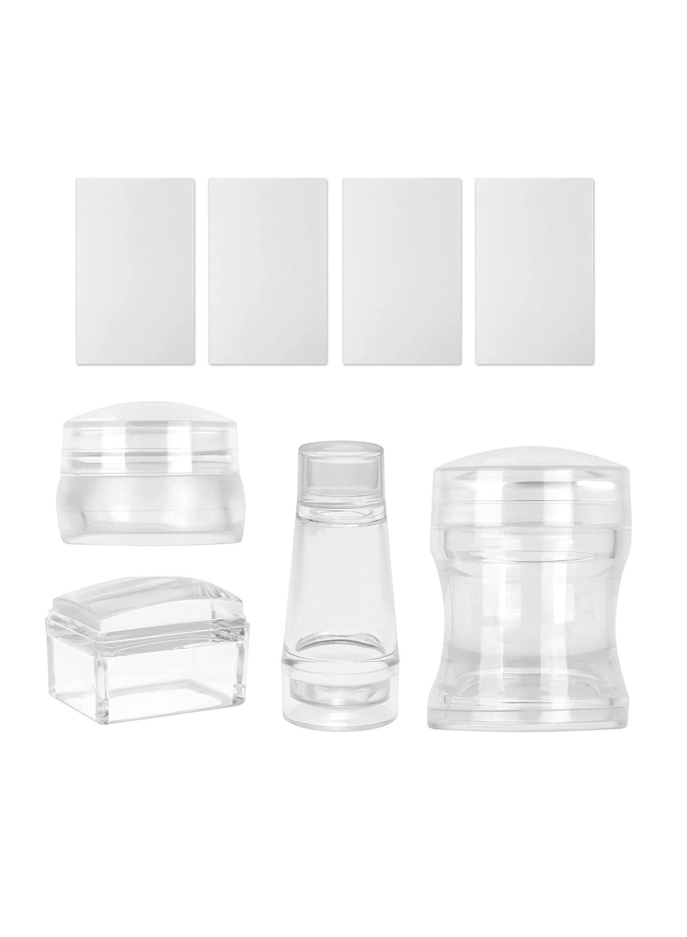 SYOSI 4 Different Clear Silicone Nail Art Stamper Set With 4 Scrapers