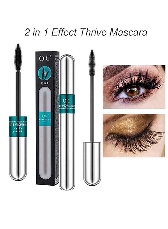 4D Silk Fiber Lash Mascara, 2 in 1 Thrive Mascara For Natural Lengthening And Thickening Effect