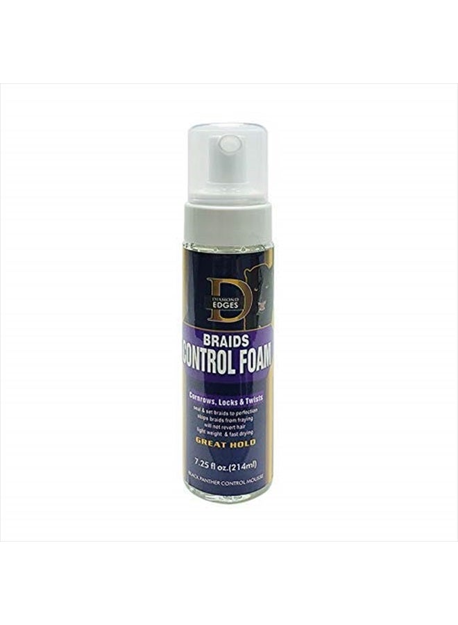 Diamond Edges Black Panther Braids Control Foam for braids Mousse 7.25 fl.oz. Great Hold
