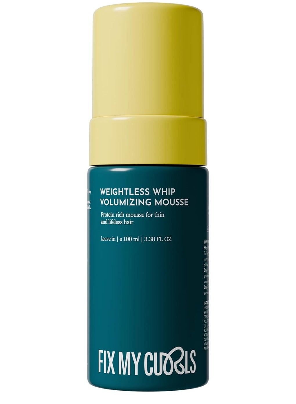 Weightless Whip Volumizing Mousse | Enriched with Rice Protein for Hair Growth, & Apple Cider Vinegar | For Wavy, Curly, Frizzy Hair | Curl Enhancing | Silicone & Alochol Free (100ml)