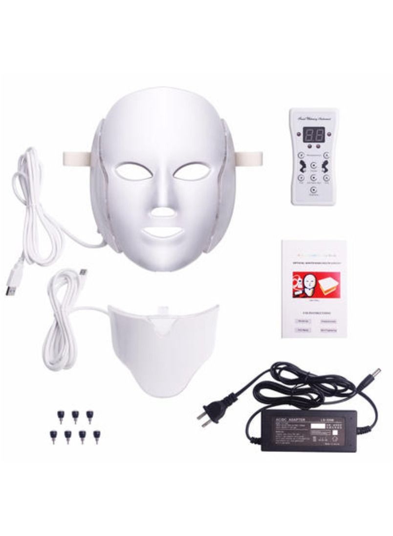 RECHARGEABLE 7 COLOR LED MASK FOR FACE AND NECK LIGHT SKIN REJUVENATION FACIAL BEAUTY DAILY SKIN CARE MASK ANTI AGING WRINKLE REMOVAL