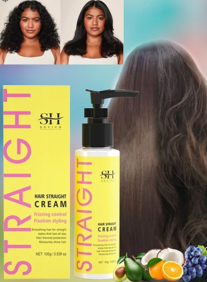 100g Hair Straight Spray Smoothing Hair Thermal Protection Moisturize and Shine Hair with Coconut Oil and Shea Butter Hair Straightening Cream Frizzing Control Fixation Styling Cream