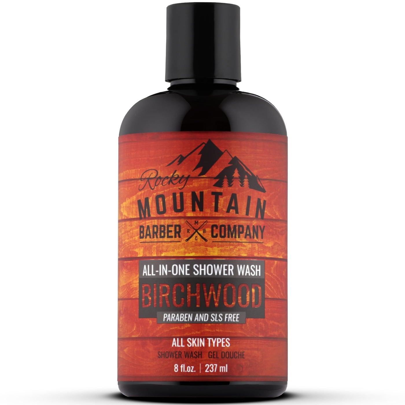Rocky Mountain Barber Company Birchwood All-In-One Body Wash â€“ Shampoo, Body Wash, Conditioner, Face Wash & Beard Wash with Essential Oils - 8 oz