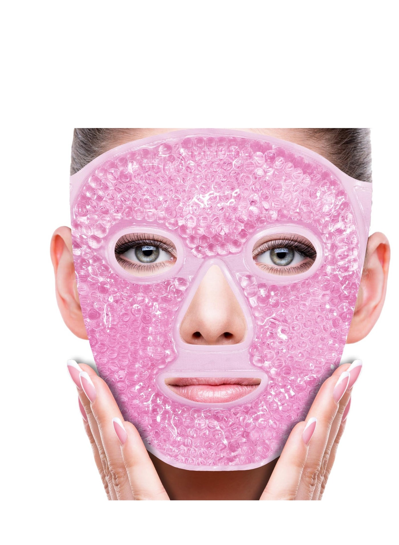 Face Eye Mask Ice Pack for Reducing Puffiness, Bags Under Eyes, Puffy Dark Circles, Migraine,Hot/Cold Pack with Soft Plush Backing (Pink #19)