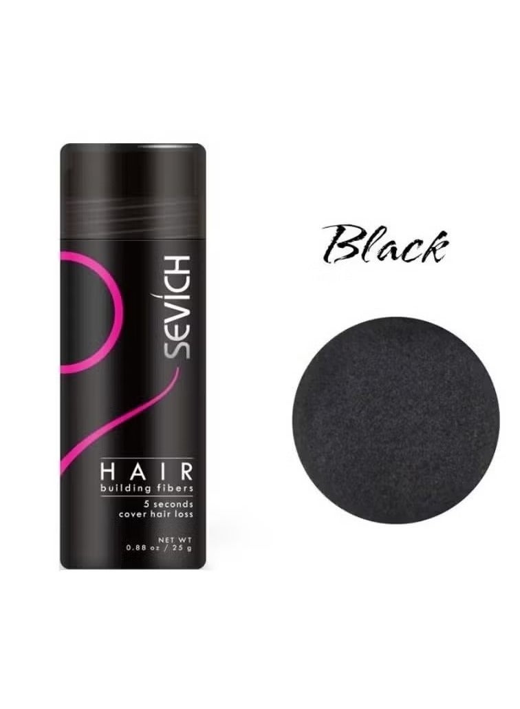 Hair Building Fibers Instant Remedy for Hair Loss Hair Fiber Powder For Thinning Hair & Bald Spots Hair Concealer Powder For Women & Men 25g (Black)