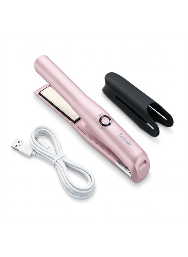 HS20 Cordless Rechargeable Hair Straightener, USB Charging Cable, 3 Fast-Heating Temperature Settings, Heat-Resistant Cover, Ideal For Travelling