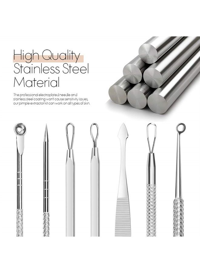 7 in 1 Pimple Blackhead Remover Extractor Tool Kit, Teenitor Professional Safe Treatment for Zit Popper White Head Acne Blemish Comedone Removing for Nose Face Skin
