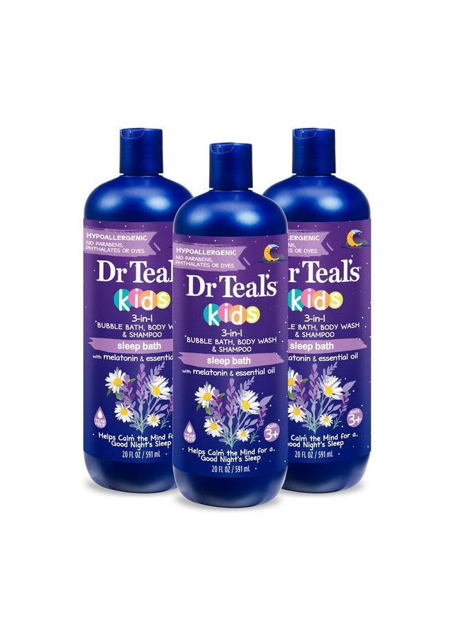 Kids 3In1 Sleep Bath Bubble Bath Body Wash & Shampoo With Melatonin & Essential Oil 20 Fl Oz (Pack Of 3)