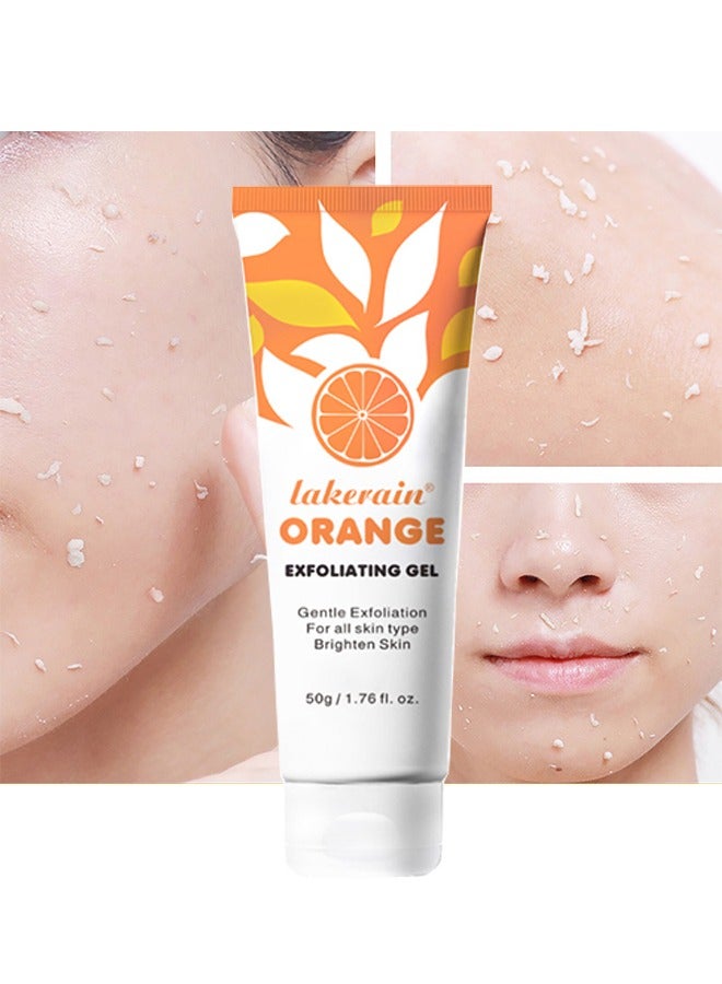 Orange Exfoliating Gel, Mildly Exfoliate, Moisturize and Brighten Skin, Improve Skin Condition, Suitable for All Skin Types, Exfoliating Gel Scrub 50g